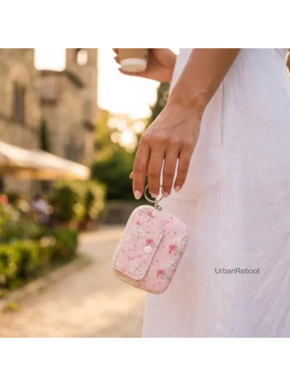 Quilted Cotton Floral Coin Purse Keychain Wallet Zipper Rabbit